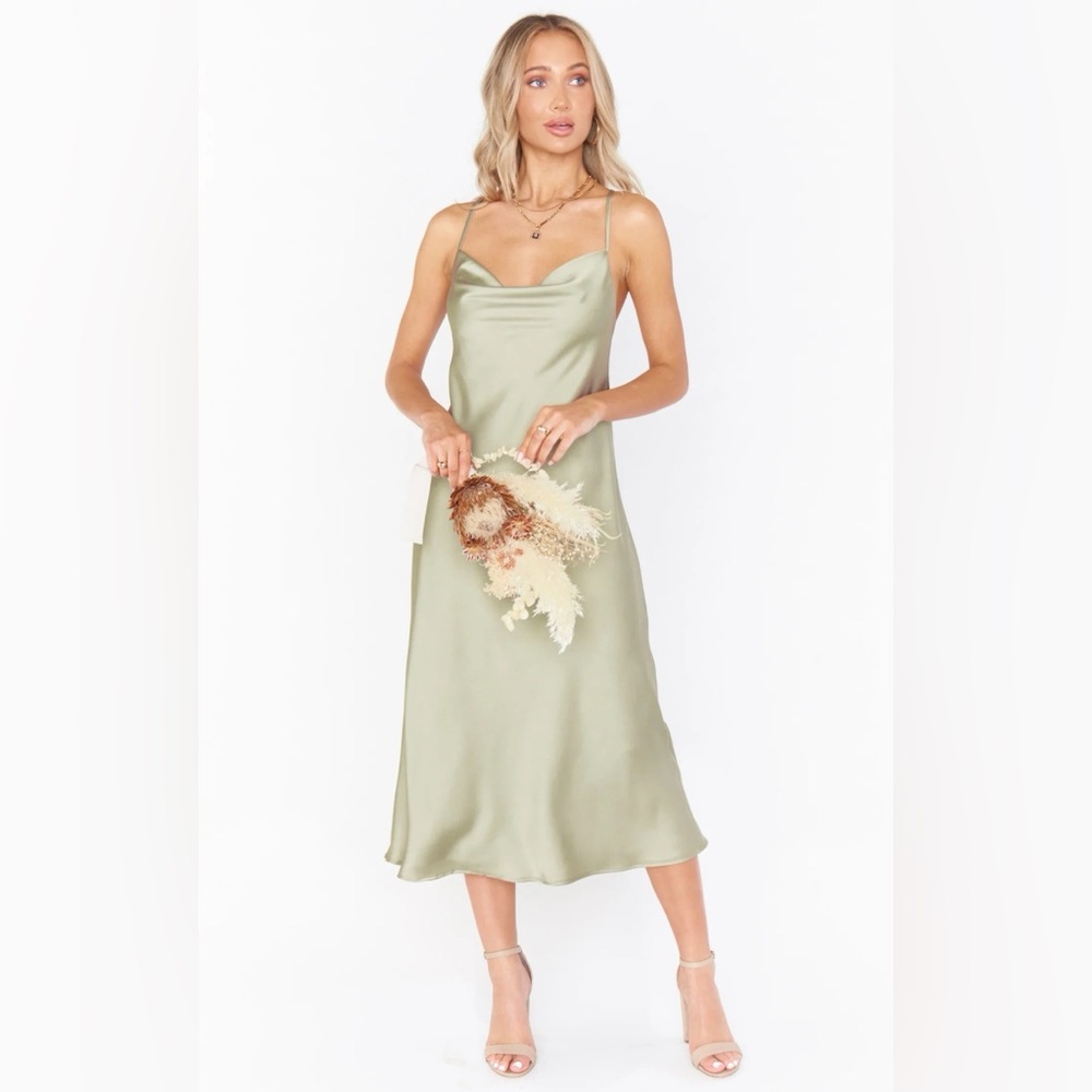 Show Me Your Mumu Verona Sage Green Cowl Dress
